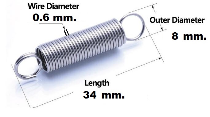 สปริงขดแบบดึง ขนาด 8x34 mm.Tension spring Extension spring Steel สปริงดึง สปริงเกี่ยว