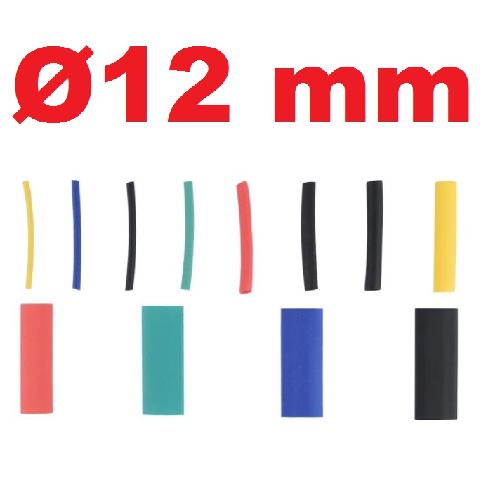 ท่อหดขนาด 12mm ยาว 90mm (9 cm.) อัตราส่วนการหด 2:1 มี 7 สีให้เลือก Heat Shrinkable Tube