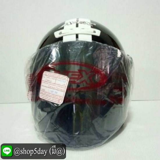 AVEX หมวกกันน็อค TEENAGE ลาย wheel สีดำเงา-ขาว แว่นดำ