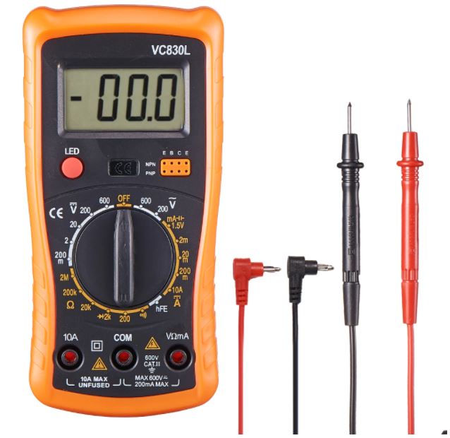 VC830L ดิจิตอล มัลติมิเตอร์ ยี่ห้อ KOMAX Multimeter Digital Meter Tester 1999 Counts Electrical Transistor Capacitance DC/AC with LCD Backlight Tester Instrument