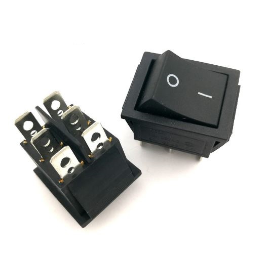 สวิทช์ 2 ทาง 6 ขา 16A 250V (20A 125VAC) 25X31mm 6 Pin 2 Position ON-OFF DPST Snap in Black Big Boat Rocker Switch KCD4-201-6P สวิตช์