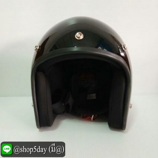 หมวกกันน็อคแนววินเทค สีดำเงา ลายเลข 8 ขอบดำ