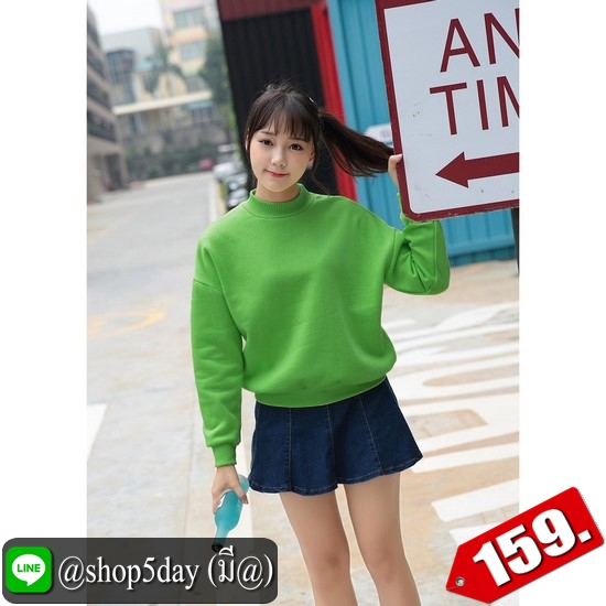 🔥 หนาวแล้วจร้า เสื้อกันหนาวแขนยาวผ้าสำลีหนานุ่ม 14 สีจุใจ ‼️