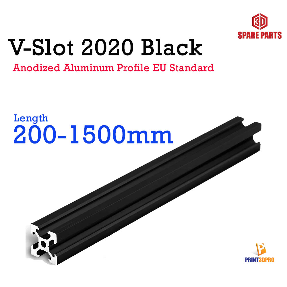 V-slot 2020 Black Aluminum Profile EU Standard 200-1500mm
