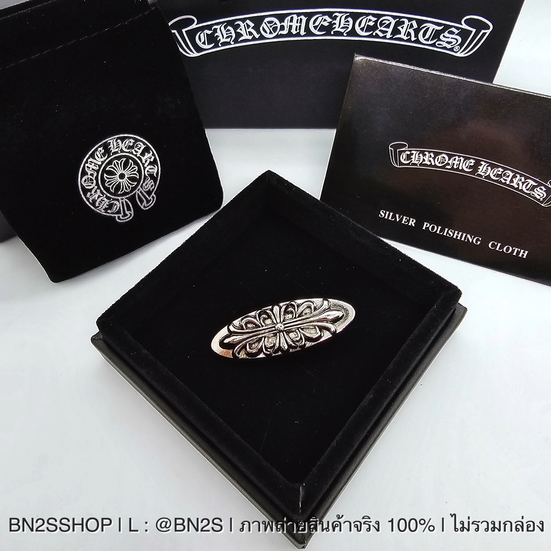 แบบกลม | Chrome Heart Hair Clip กิ๊บหนีบผมแบบเหล็ก อะไหล่เงินวินเทจ ติดโลโก้โรมฮาร์ท พร้อมส่งในไทย