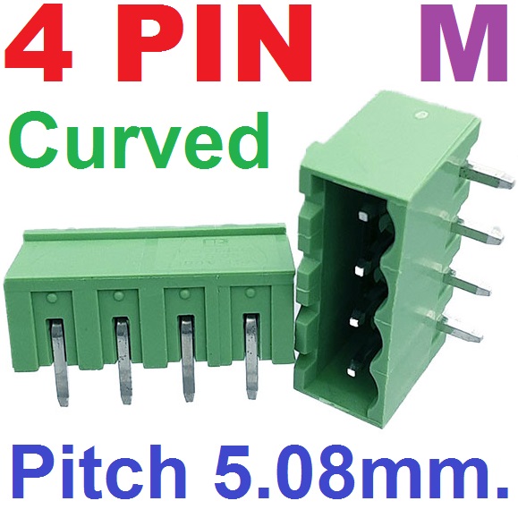 2EDG5.08-4P Plug-in Terminal Block 4 pin Sealed curved pin socket Male 300V 15A Pitch 5.08mm Wire Range 28-12AWG ตัวผู้