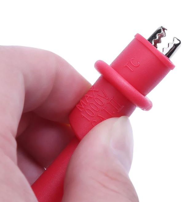ปากคีบจระเข้ สีแดง สำหรับใช้เสียบกับสายมัลติมิเตอร์ Clips Alligator Test Clamps For Multimeter Tester Probe red color