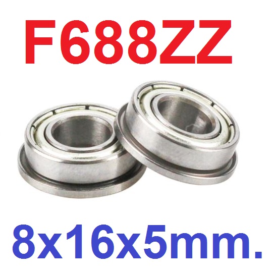 แบริ่งแบบมีปีก F688ZZ flange Ball Bearing 8x16x5mm ใส่แกน 8mm Bearing steel 5*16*5mm High Quality Chrome Steel ตลับลูกปืน แบริ่งมีขอบข้าง