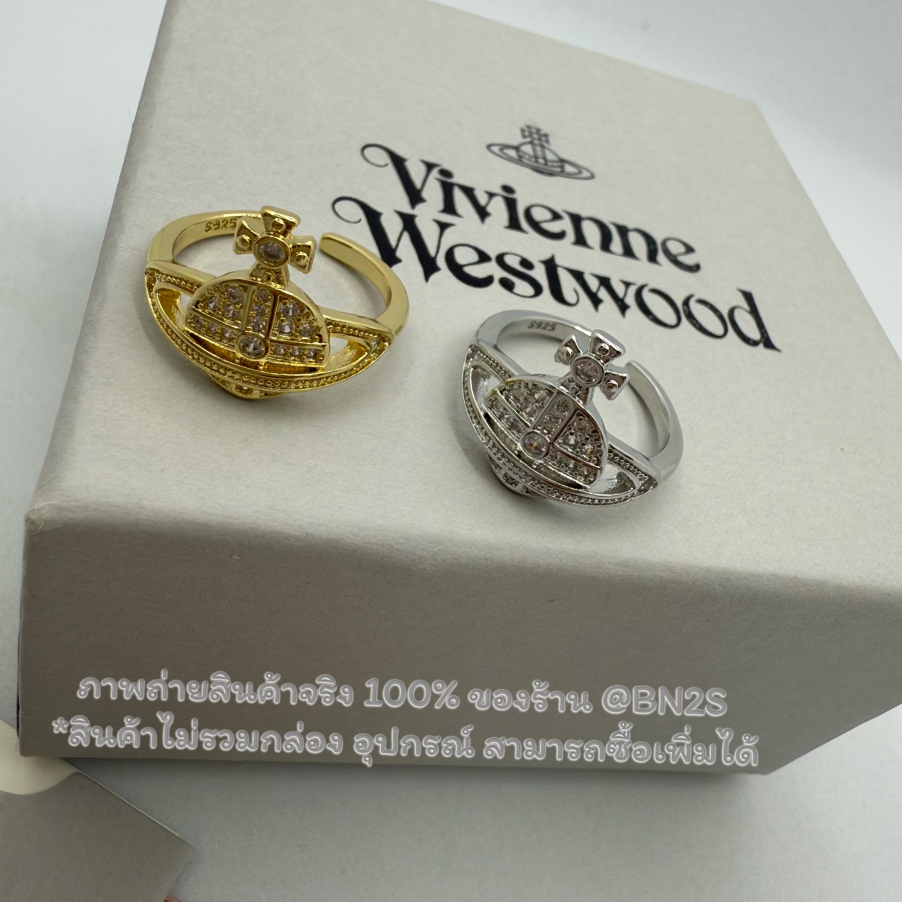 สีทอง * Vivienne Westwood Mini Orb Ring แหวนวิเวียน ดาวเสาร์ ประดับเพชร งานฝังเพชรละเอียด งานสวย ฟรีไซส์ พร้อมส่งในไทย ไม่มีกล่อง อุปกรณ์