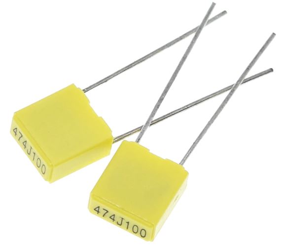 104J100 0.1μF (100nF) 100V Pitch 5mm Metallized Polyester Film Capacitor