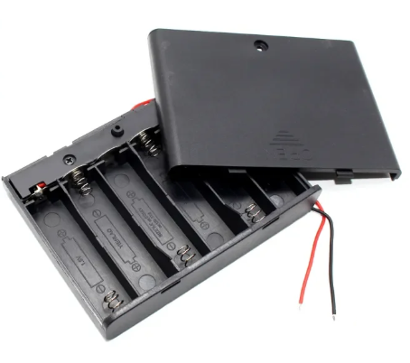 รางถ่าน AA 6 ก้อน 9V มีสวิตช์ ฝาปิด พร้อมสายไฟ 6 Slots AA Battery Box Battery Holder Board with Switch for 4xAA Batteries DIY kit Case