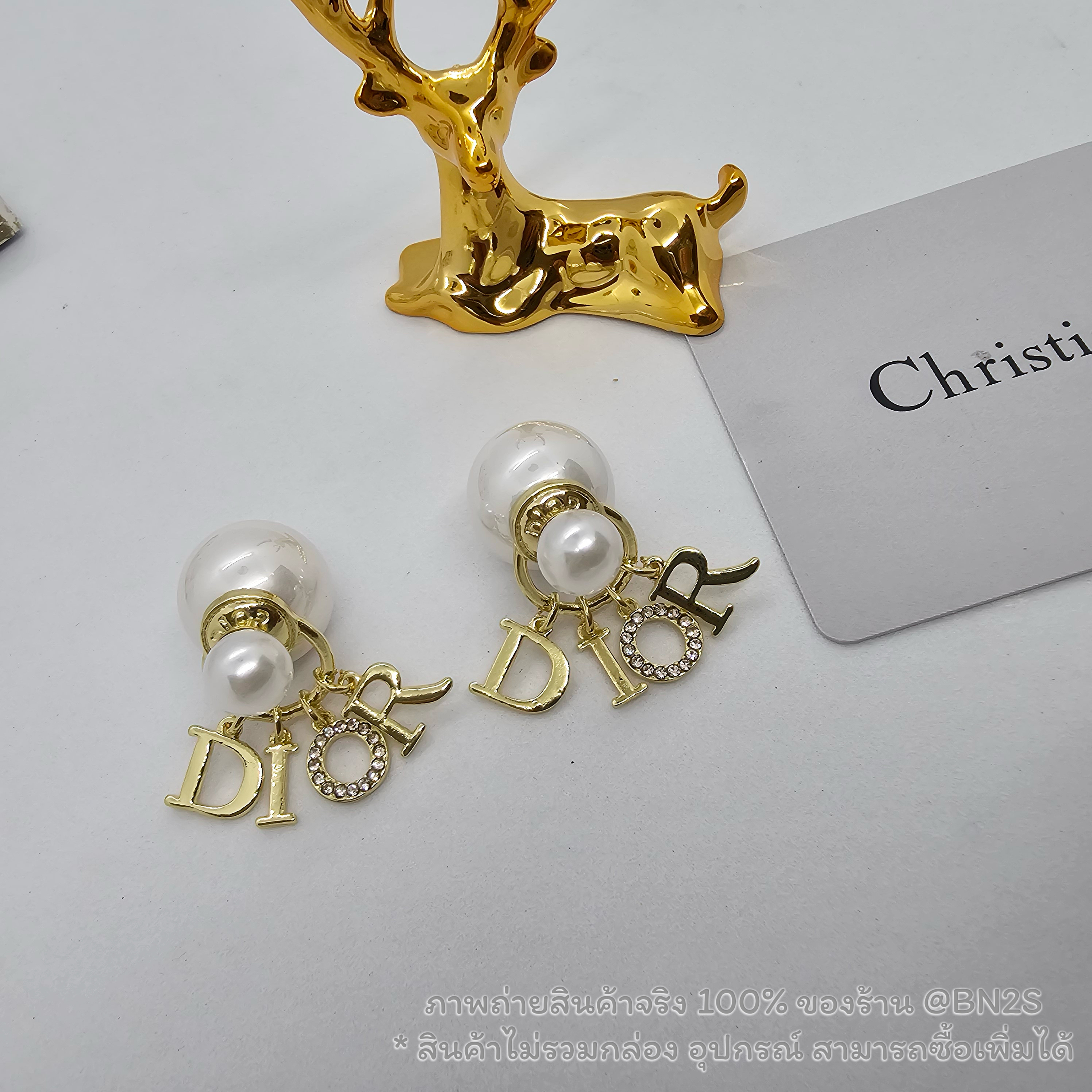 ต่างหูดิออ Dior Tribles ต่างหูจี้ โลโก้ดิออ อะไหล่ทอง พร้อมส่ง สำเน