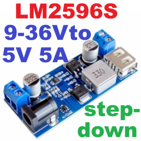 9-36V to 5V 5A LM2596S power module DC-DC step-down power module power converter with USB Port