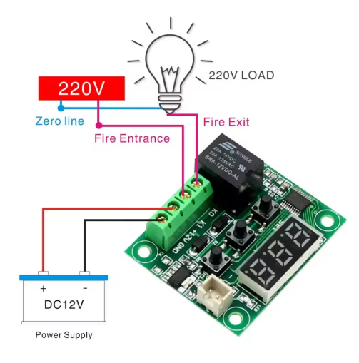 XH-W1209 temperature controller 12V high precision digital display temperature controller module temperature controller cooling heating red color