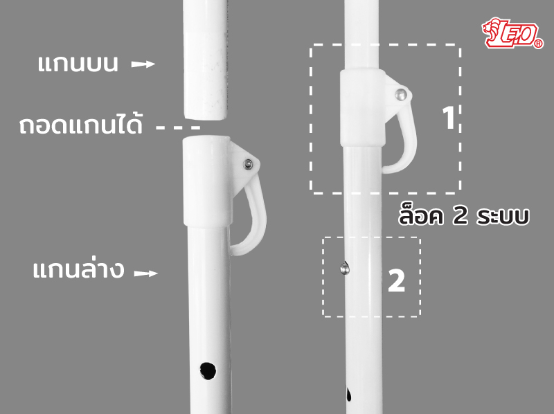 Leo ร่มสนาม แม่ค้า สำหรับขายของ ขนาด Ø1.80 เมตร ผ้าD600 กันแดด