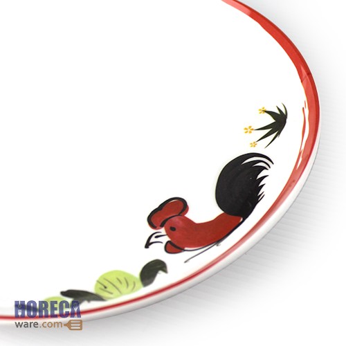 จานกลมใบบัว 8.5 นิ้ว ลายไก่ ตราเอสบี