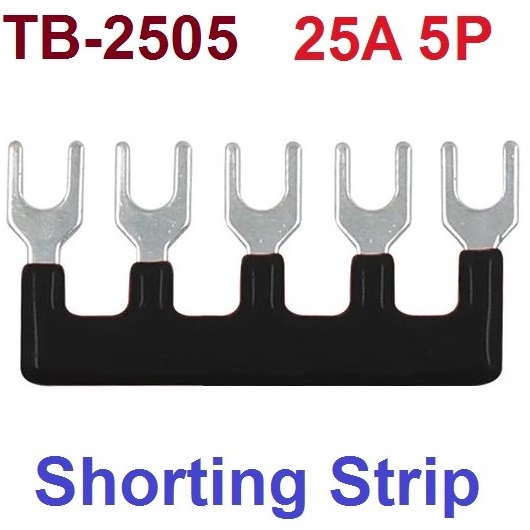 TB-2505 จั้มเปอร์ 5 ช่อง สีดำ สำหรับเทอร์มินอลบล็อก 25A Jumper Bar for Terminal Block 5 pin Connector Bar black color