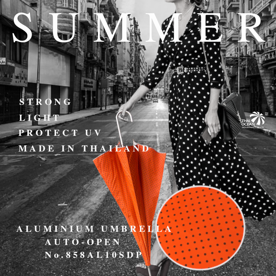 Leo ร่มอลูมิเนียมเบาพิเศษ เรียบหรู ขนาด 100 ซม. ลายจุด กางออโต้