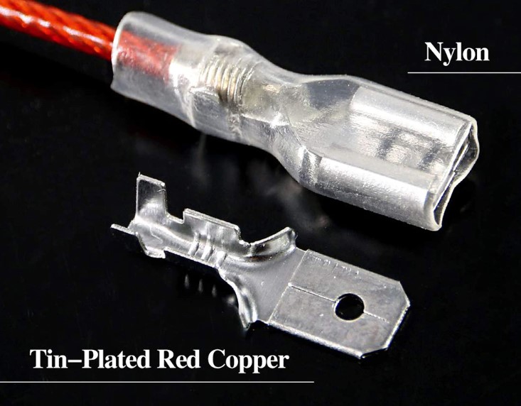 หางปลา 4.8 mm. พร้อมเปลือกหุ้ม female crimp terminal connector with transparent sheath inserted spring 4.8mm insulation plug spring insert pure copper tinned