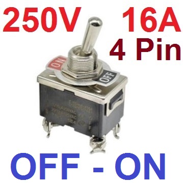 สวิทช์โยก 2 ทาง 4 ขา 16A 250V E-TEN 1221 3Pin DPST 4 Feet 2 Gear Toggle Switch OFF-ON
