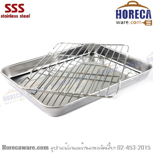 ถาดเหลี่ยม พร้อมตะแกรง สไตล์ญี่ปุ่น สามเอส [3s-31242]