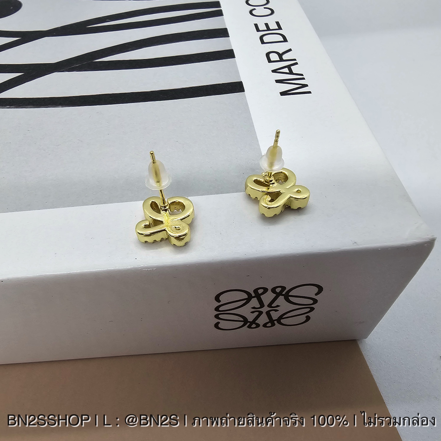 Loewe Annagram Stud Earrings ต่างหูสตั๊ด อะไหล่ทอง ประดับเพชร งานสวย
