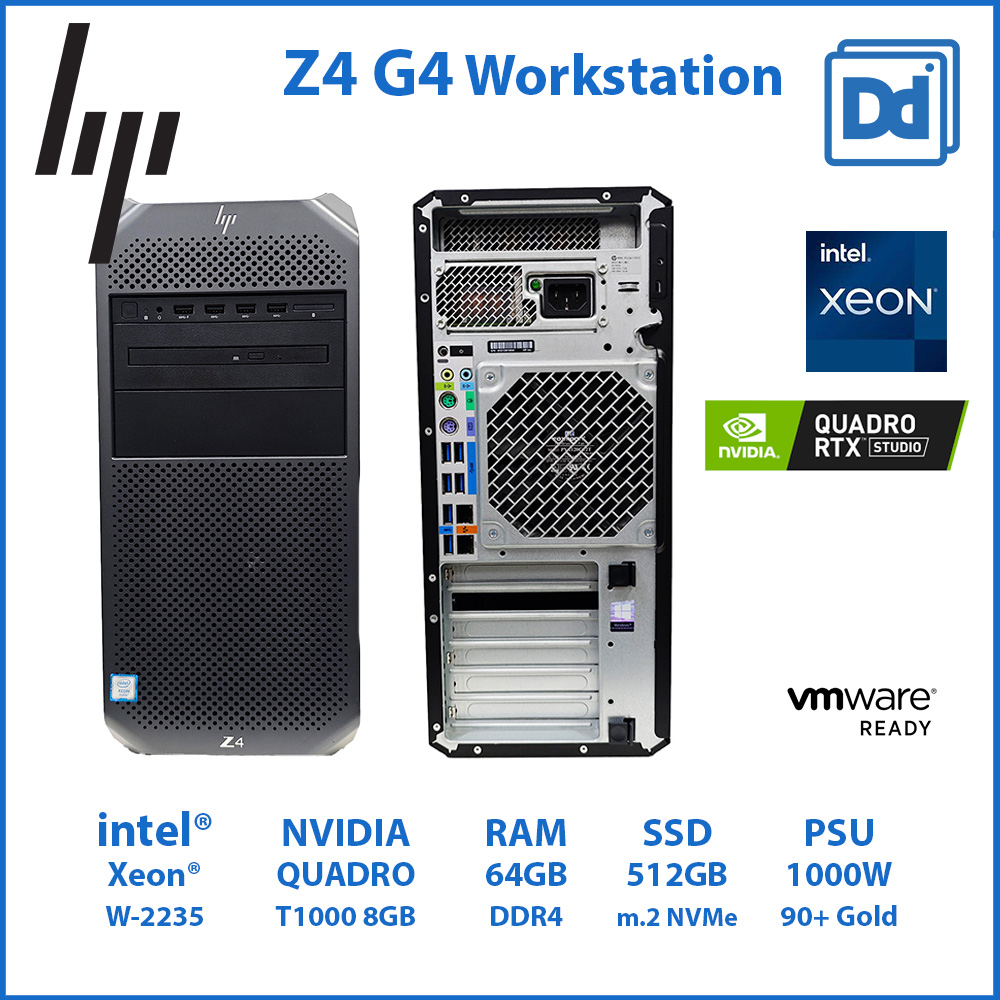 HP Z4 G4 Workstation intel Xeon W-2235 6C/12T NVIDIA Quadro T1000 8GB RAM 64GB SSD NVMe 512GB USED คอมพิวเตอร์ทำงาน