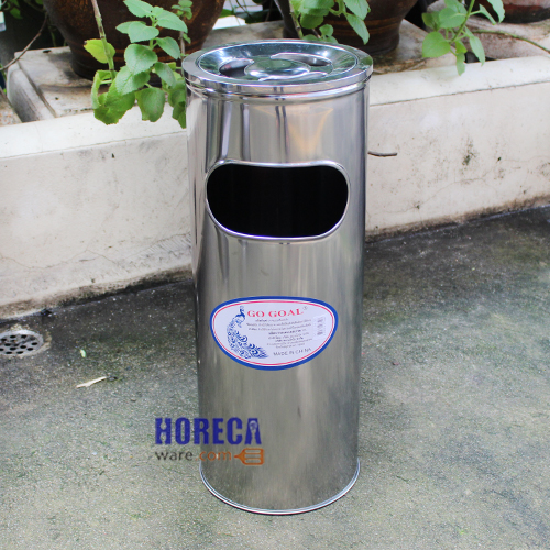 ถังขยะสแตนเลส 24 ซม. พร้อมที่เขี่ยบุหรี่ ตราโกโก