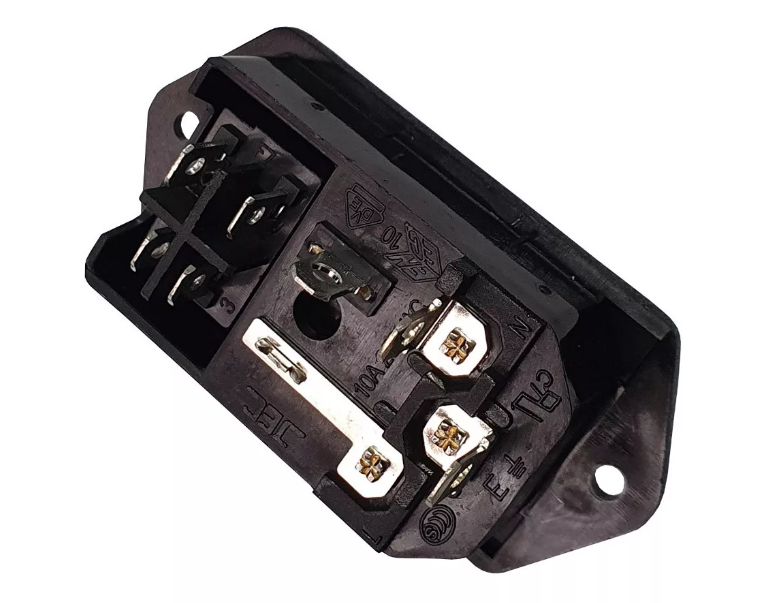 AC 250V 10A male plug socket, hexagonal shape + on/off switch, model AC-01A 3 Pin Male พร้อมสวิทช์และฟิวส์ 10A