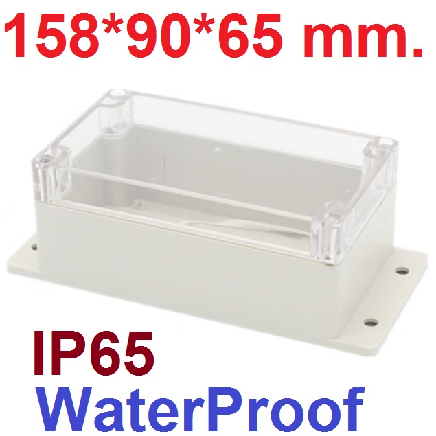 กล่องพลาสติกกันน้ำ F2-2 ขนาด 158*90*65 mm. มีหูยึดน๊อต ฝาใส เนื้อหนาแข็งแรงทนทาน High quality waterproof IP65 plastic junction electronics box frame with transparent