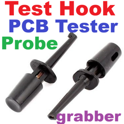หัววัดแบบตะขอเกี่ยว ทดสอบวงจร Hook Clip Test Probe for Electronic สีดำ Test Hook Clip Solderable for Multimeters PCB Tester Grabber black