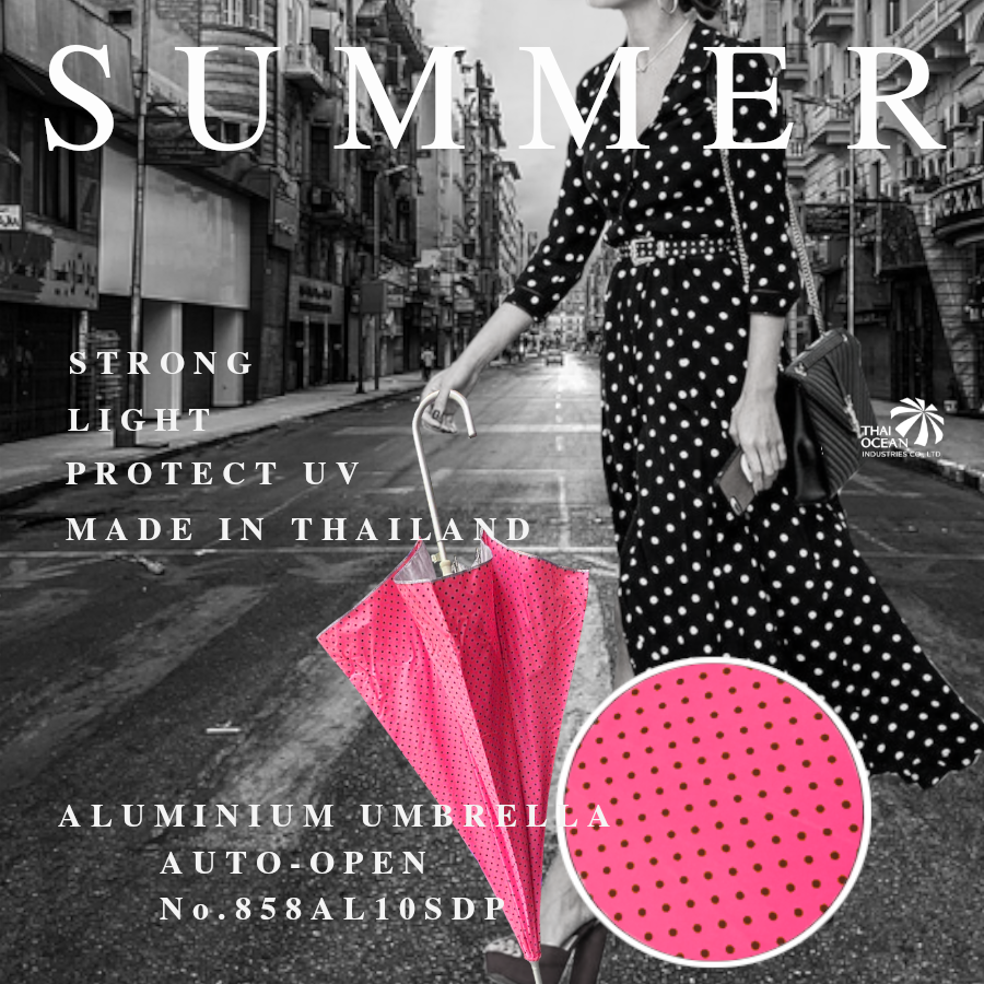 Leo ร่มอลูมิเนียมเบาพิเศษ เรียบหรู ขนาด 100 ซม. ลายจุด กางออโต้