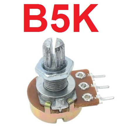 ตัวต้านทานปรับค่าได้ B5K แกนยาว 15mm. 3ขา WH148 Single 3pin handle Shaft length 15mm single potentiometer Linear Potentiometer With Nuts And Washers