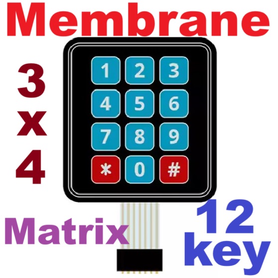 4x3 Matrix Array 12 Key Membrane Switch Keypad Keyboard 4*3 เมทริกซ์คีย์บอร์ด ด้านหลังเป็นสติกเกอร์แปะติดได้