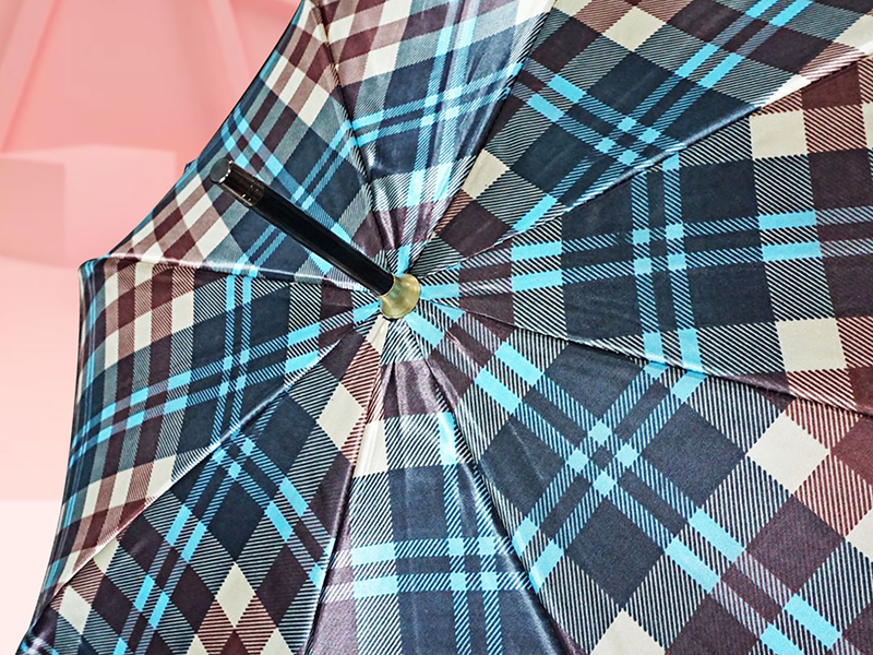 Leo ร่มยาวลายผ้าทอ ลายผ้าขาวม้า สีสดเสมอ ขนาด 105 ซม ปุ่มกด-ออโต้เปิด