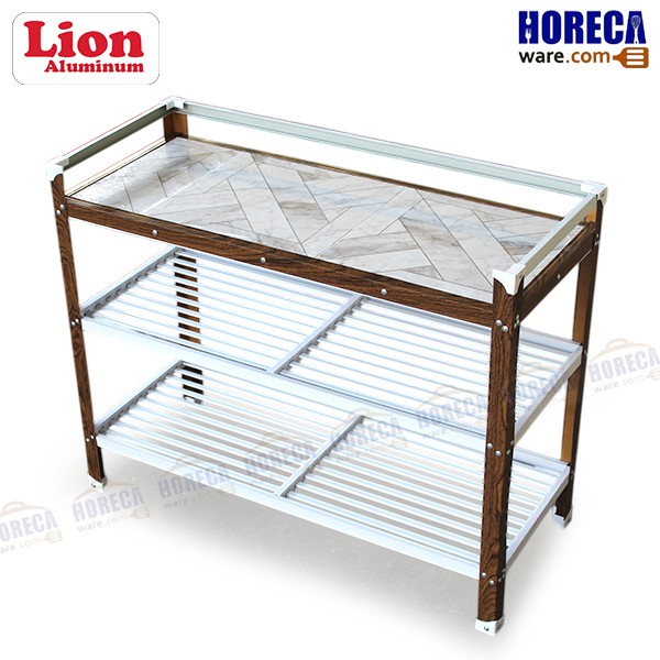 100 cm. 3-layer wooden shelf (tile top) Lion Aluminum Kitchen