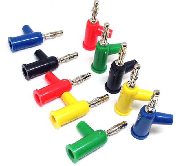 Banana Connector Plug 4mm.Cross-Shaped Copper สีแดง Gun Type 4 mm Banana Plug Screw Fix Plug-In Stackable Red color ปลั๊กบานานา