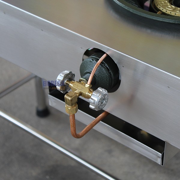 เตาไทย KB5 2หัว สแตนเลส 304 วาวหมุน มีถาดวางชั้นล่าง 50x90x75+80cm แมสเตอร์แวร์-PL