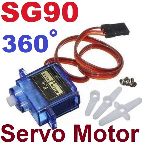 เซอร์โวมอเตอร์ SG90 Micro Servo 1.8kg/cm 360 องศา(หมุนได้ต่อเนื่อง สั่งหมุนซ้าย, ขวา, หยุด, ปรับความเร็วได้) 4.8V - 6V 360 Degree Continuous Rotation Servo