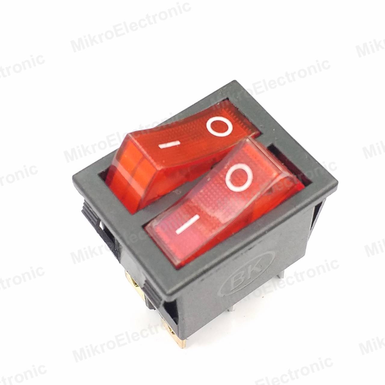 สวิตช์กระดก มีไฟสีแดง KCD4 AC 250V 16A (125V 20A) 25x31mm. 6 Pin Dual SPST ON/OFF Boat Rocker Switch สวิทช์