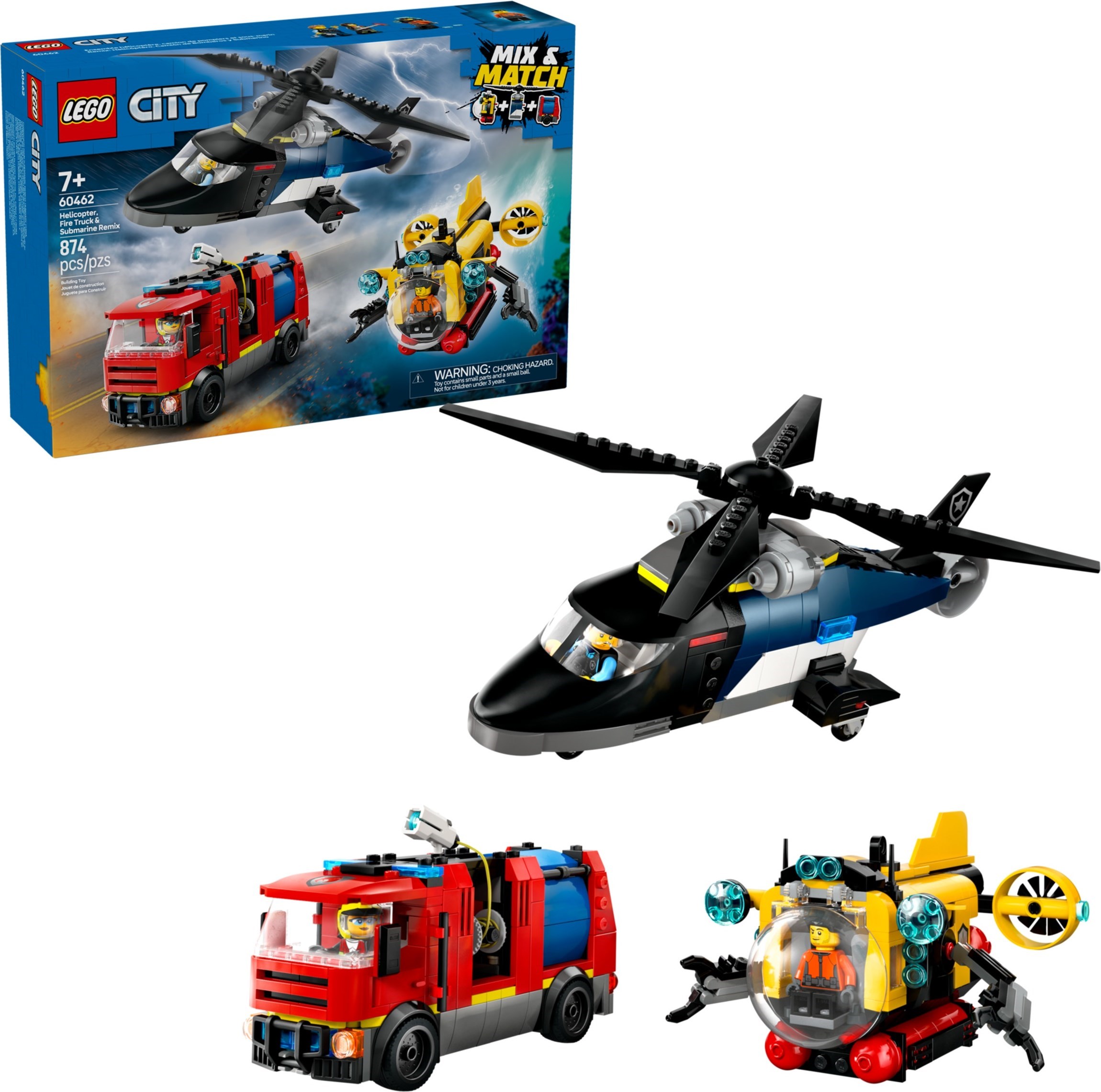 LEGO City เลโก้ 60462 Helicopter, Fire Engine & Submarine Remix