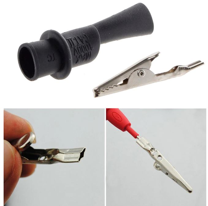 ปากคีบจระเข้ สีแดง สำหรับใช้เสียบกับสายมัลติมิเตอร์ Clips Alligator Test Clamps For Multimeter Tester Probe red color