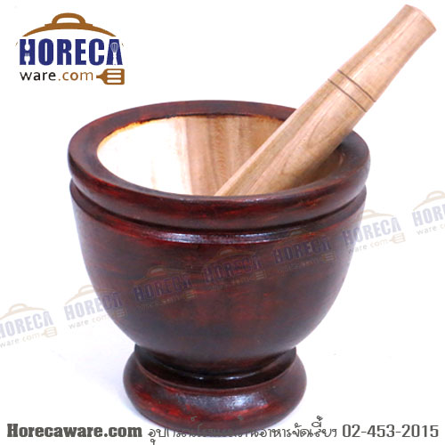 Wooden mortar with 10 inch pestle, arrow sign [ar-wd-mtr10]