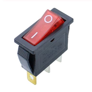 สวิตช์กระดก มีไฟสีแดง KCD3 AC 250V 16A (125V 20A) 13x30mm. 3 Pin SPST ON/OFF Boat Rocker Switch สวิทช์