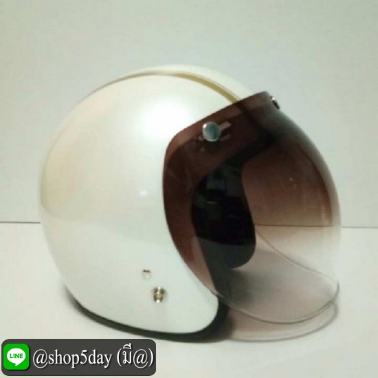 AVEX หมวกกันน็อควินเทจ ราคาถูก รุ่น LB สีขาวมุกคาดทอง พร้อมแว่นbubble สีทูโทน