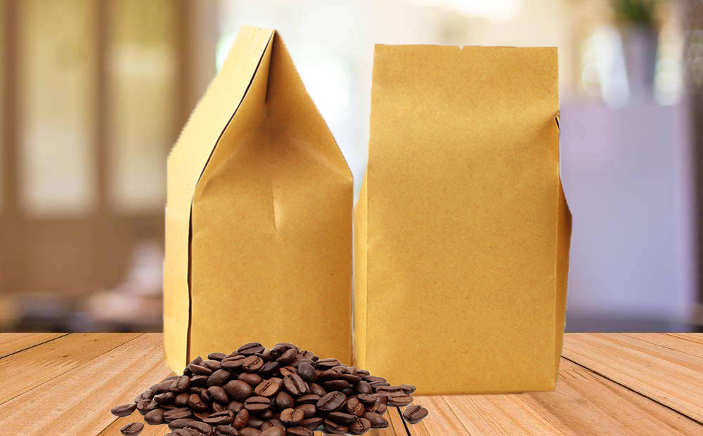 ถุงกระดาษคราฟท์ออแกน ตั้งได้ ด้านในเป็นฟอยด์