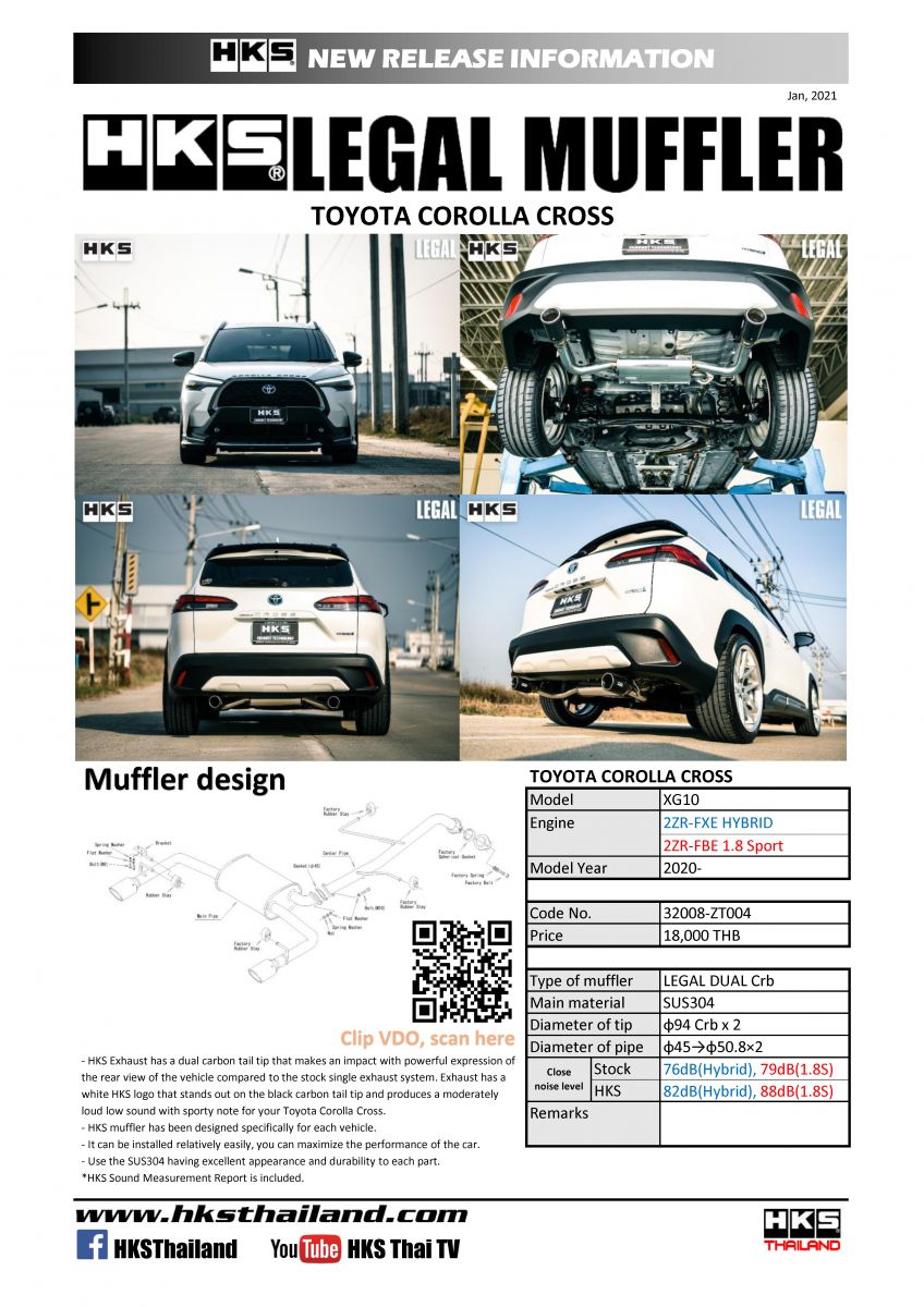 ท่อ HKS สำหรับ TOYOTA CROSS ตั้งแต่ปี 2020 LEGAL Carbon TAIL (Dual)
