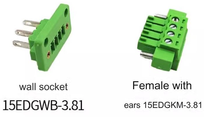 Wall plug-in terminals 15EDGWB-3.81MM 8Pin with flange ears (Wall socket + plug)