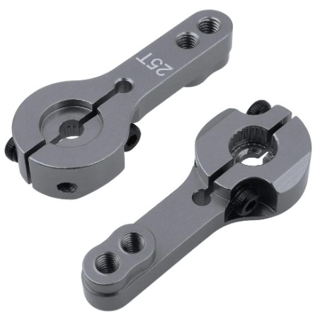 แขนยึดเซอร์โวมอเตอร์ สีเทา 25T Metal ALUMINIUM grey color Servo Horn Rocker Arm RC Servo motor