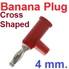 Banana Connector Plug 4mm.Cross-Shaped Copper สีแดง Gun Type 4 mm Banana Plug Screw Fix Plug-In Stackable Red color ปลั๊กบานานา